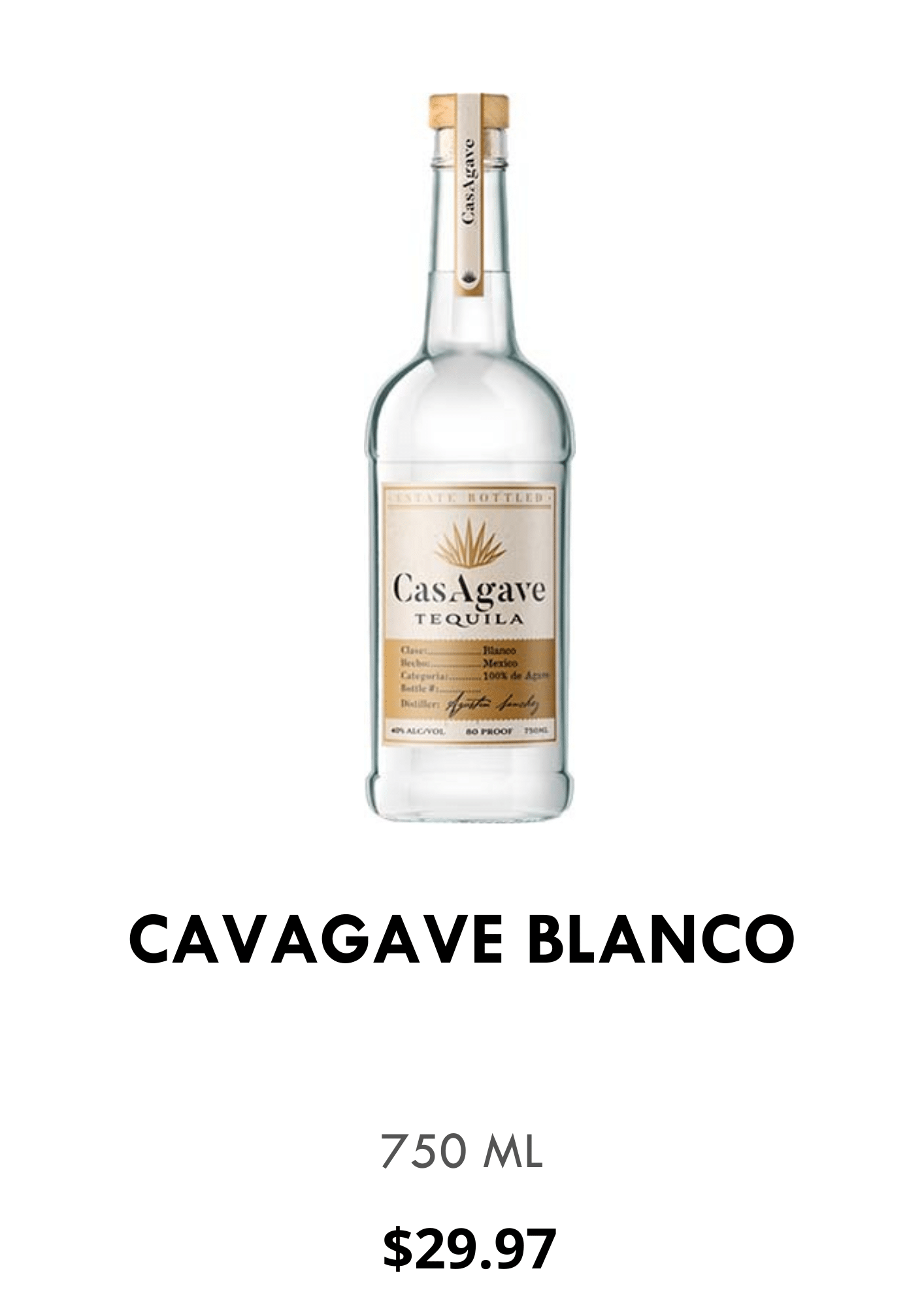 Cavagave Silver Tequila